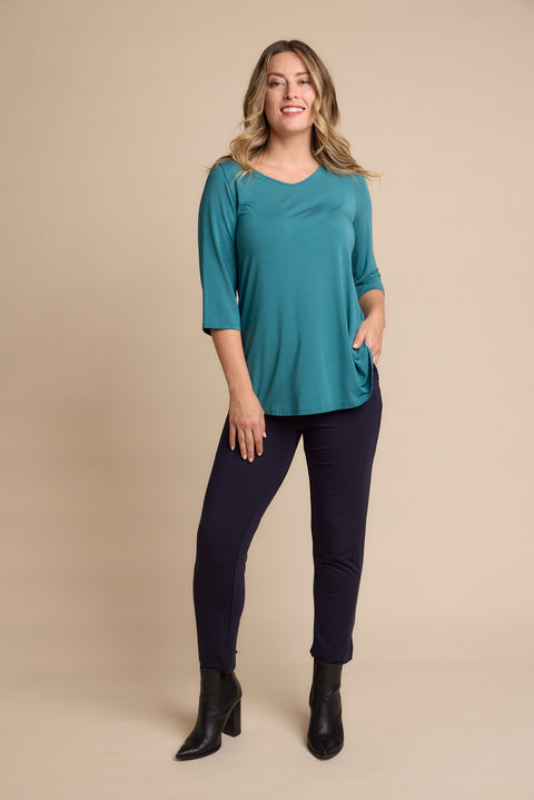 Tilly 3/4 Sleeve Top in Peacock