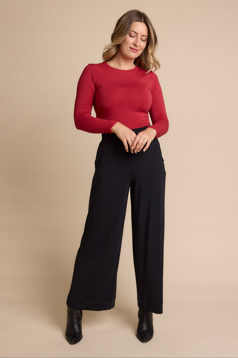 High Neck Long Sleeve in Red Berry