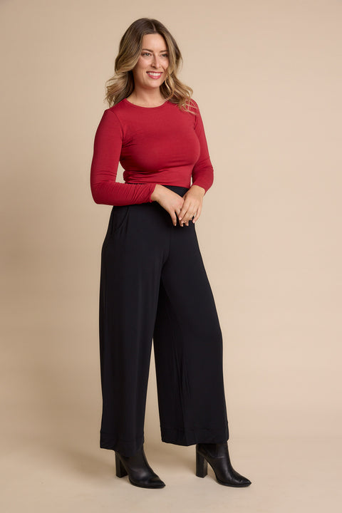 High Neck Long Sleeve in Red Berry
