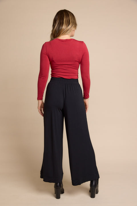 High Neck Long Sleeve in Red Berry