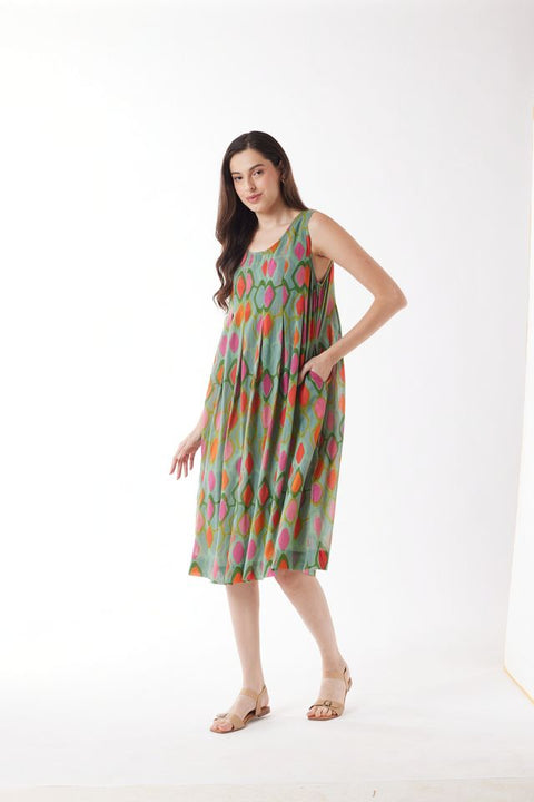 Sleeveless Dress in Diamond Multi