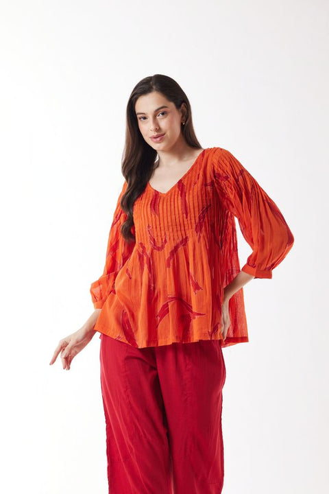 3/4 Sleeve Top in Brush Strokes