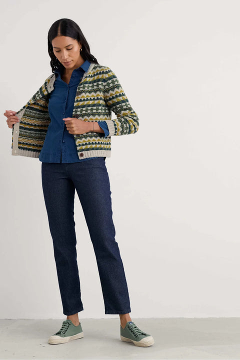 Dawson Pick Fairisle Cardigan in Geo Alpine Galley Mix