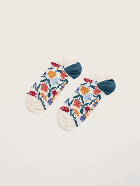 Bamboo Arty Trainer Socks in Inked Flowers Multi