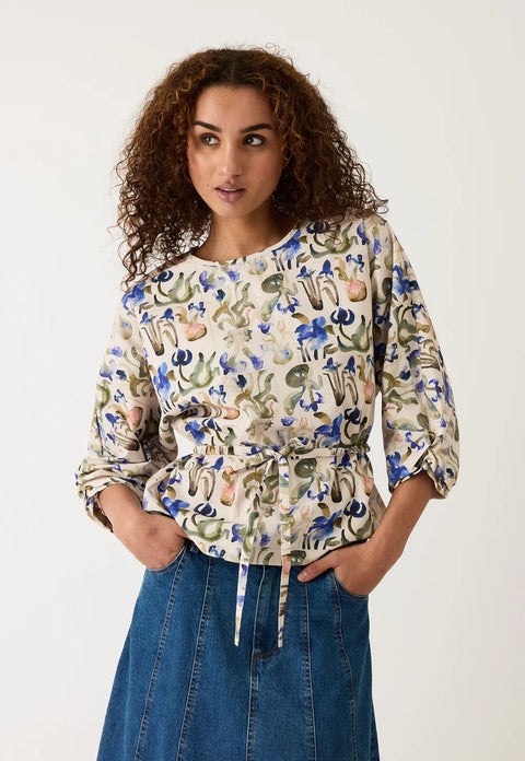 Zephyr Blouse in Blue Watercolour