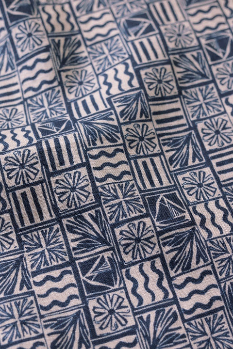 Men's Blue Heron SS Shirt in Marine Patchwork Maritime