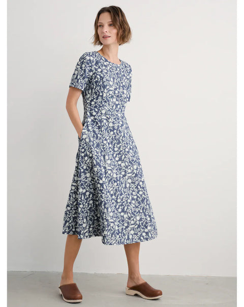 Fox Path Dress in Shadow Blossom Indigo