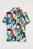 Men's Blue Heron Short Sleeve Shirt in Torn Shapes Mix