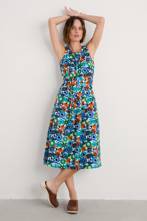 Belle Dress in Screenprint Floral Chalk