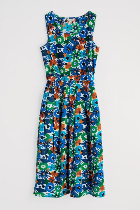 Belle Dress in Screenprint Floral Chalk