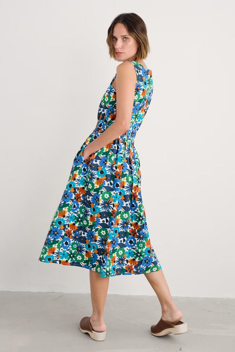 Belle Dress in Screenprint Floral Chalk