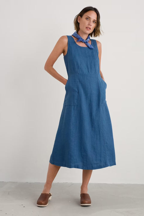 Sleeveless Grass Wave Dress in Sailor