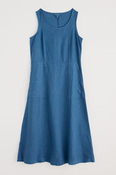 Sleeveless Grass Wave Dress in Sailor