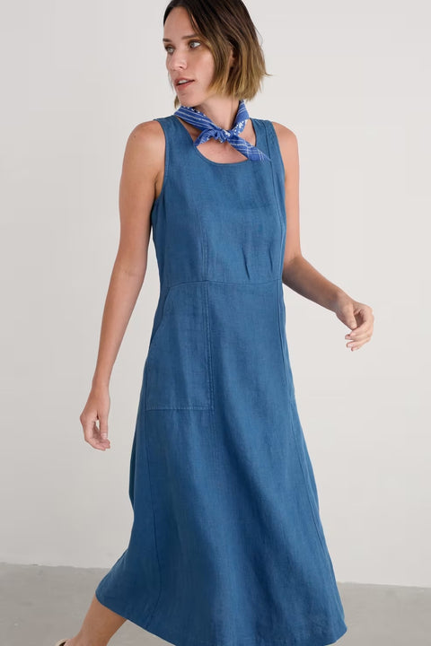 Sleeveless Grass Wave Dress in Sailor