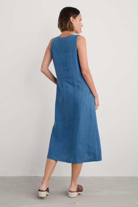 Sleeveless Grass Wave Dress in Sailor
