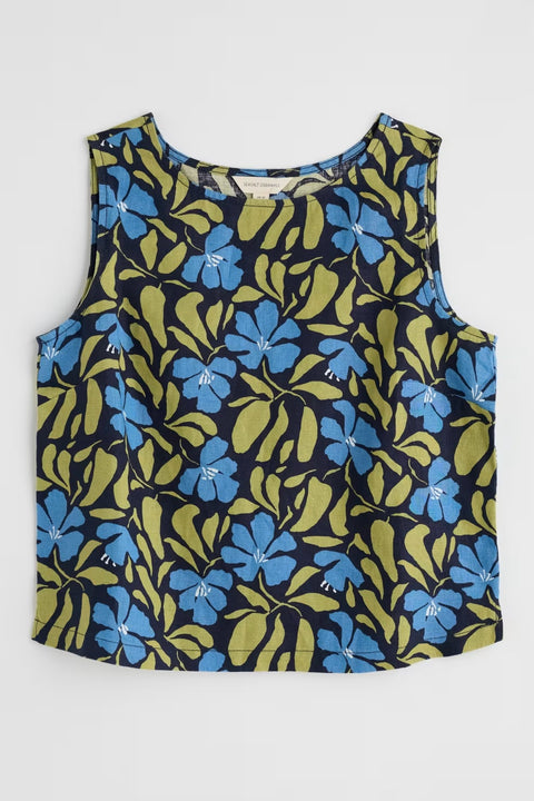 Colour Study Top in Leafy Floral Maritime