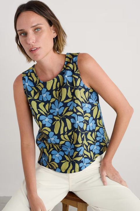 Colour Study Top in Leafy Floral Maritime