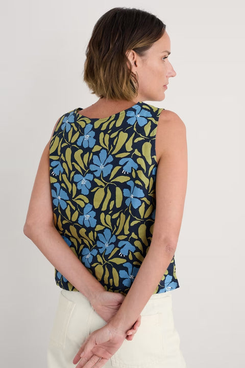 Colour Study Top in Leafy Floral Maritime