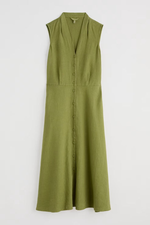 Sleeveless Carved Wood Dress in Dark Citron