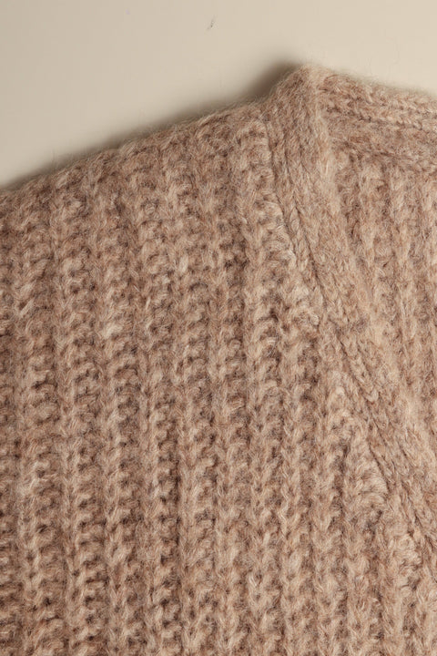V-Neck Cardigan in Fawn