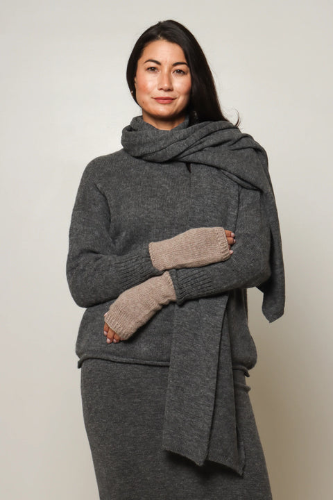 Handknit Baby Alpaca Long Mittens