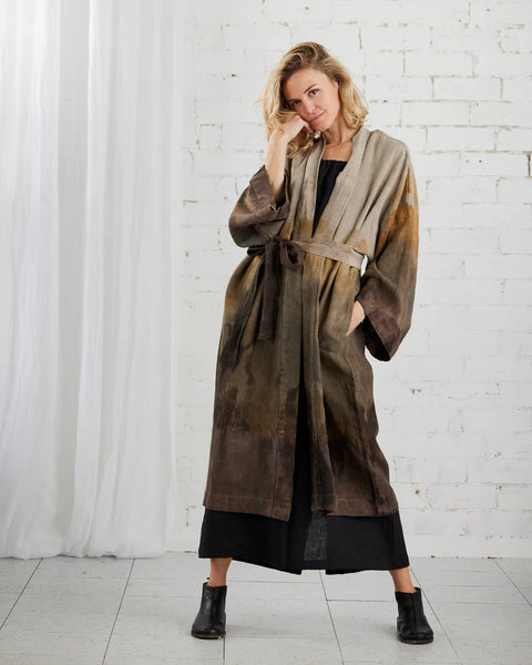 Sabina Linen Kimono in Warm Tones - One Size