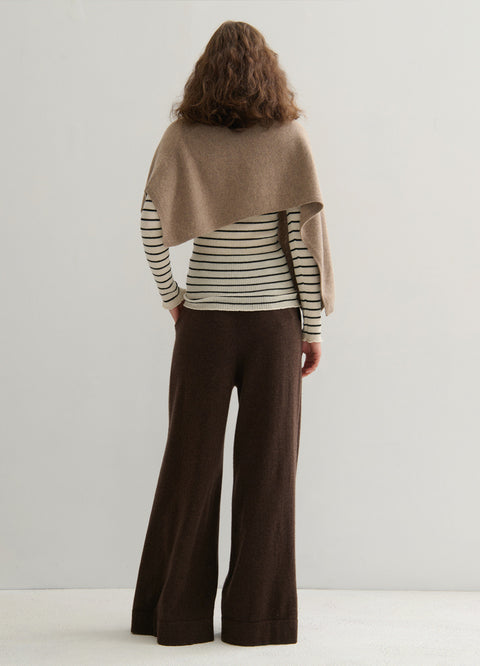 Asymmetric Cowl Neck Poncho in Shitake Raw