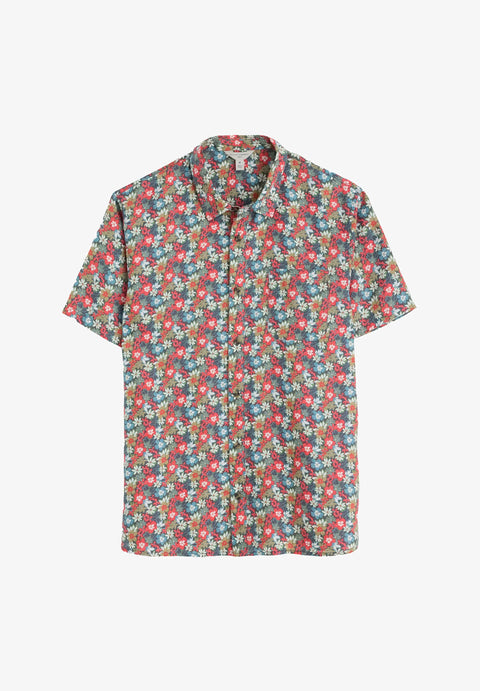 Men's Blue Heron SS Shirt in Seashore Floral Lead