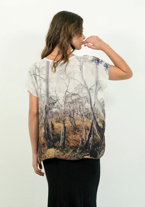 Handwoven Linen Top - One Size - Fagus Forest