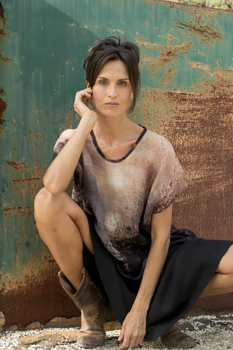 Handwoven Linen Top - One Size - Golden Sunset