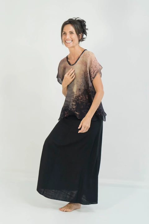 Handwoven Linen Top - One Size - Golden Sunset