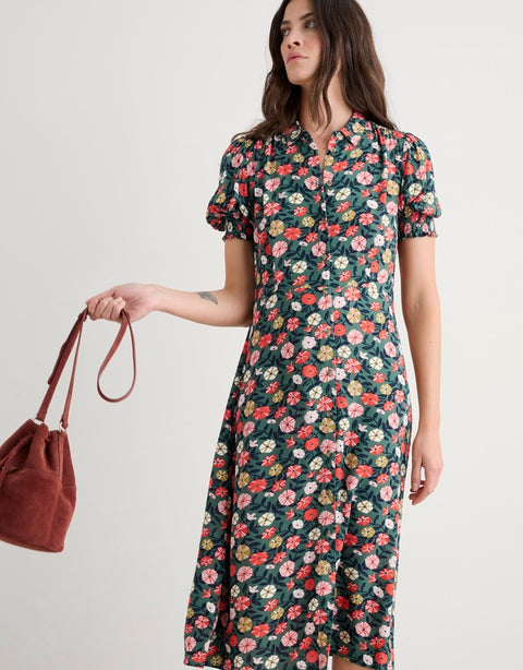 Bridget Dress in Winding Petunias Grove