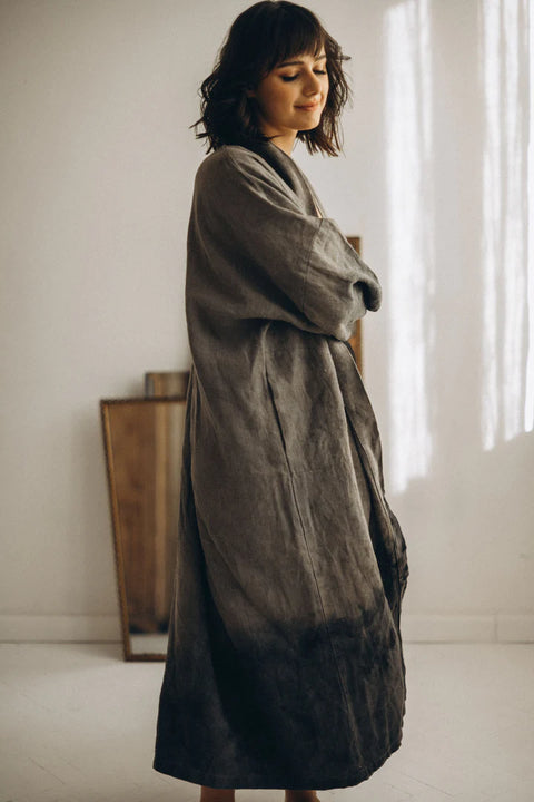 Sabina Linen Kimono in Cool Tones - One Size