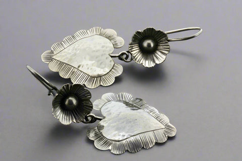 Sacred Heart Silver Bead Earrings