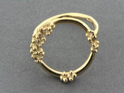 Beaded Circle Ring in Gold on Silver size 8