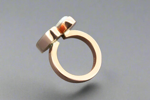 Pearl & Hammered Copper Ring