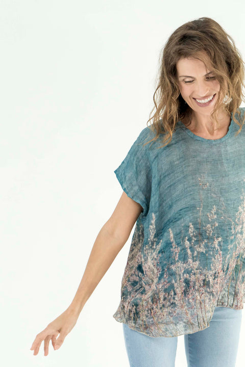 Handwoven Linen Top - One Size - Ocean Views