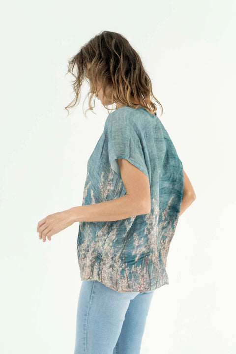 Handwoven Linen Top - One Size - Ocean Views