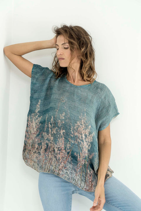 Handwoven Linen Top - One Size - Ocean Views