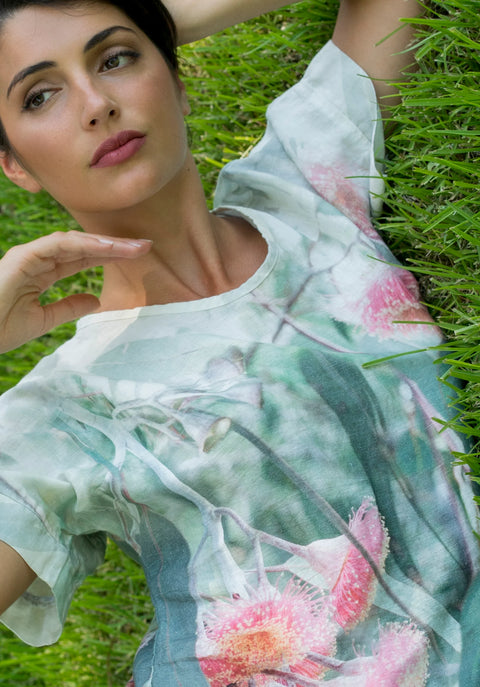 Crimped Linen T-Shirt Silver Princess