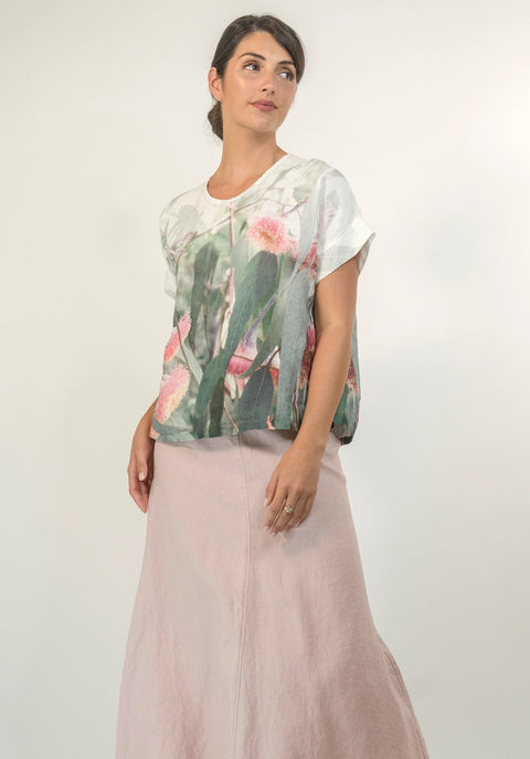 Crimped Linen T-Shirt Silver Princess