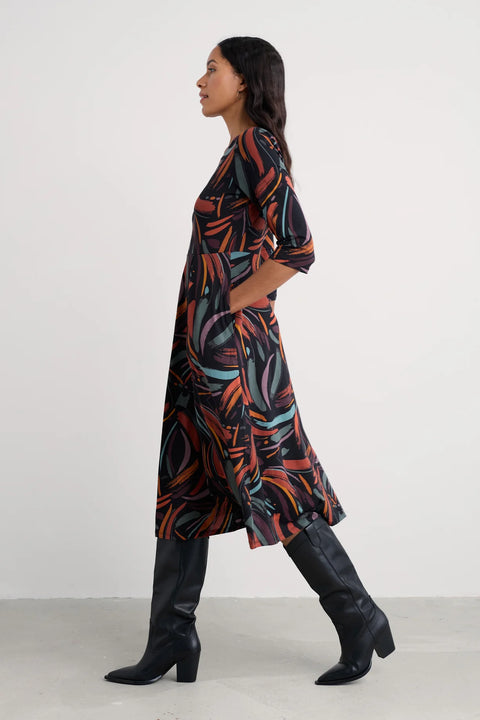Veronica Dress in Dune Marks Onyx