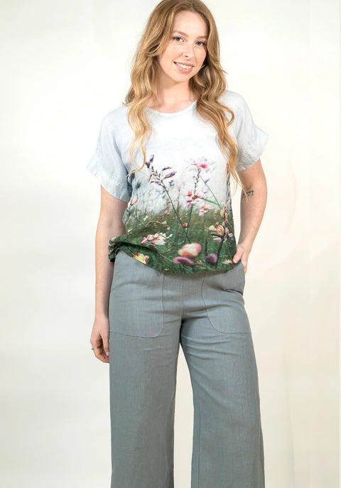 Crimped Linen T-Shirt Norfolk Bay