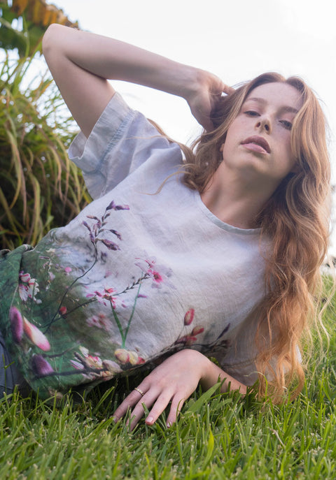 Crimped Linen T-Shirt Norfolk Bay