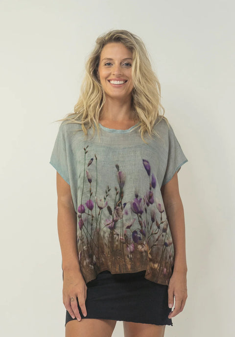 Handwoven Linen Top - One Size - Seaside Meadow