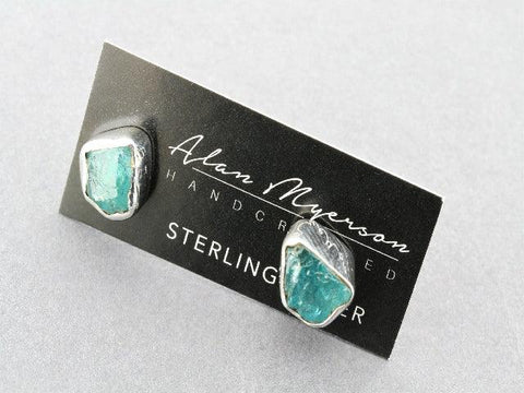 Silver Druzy Stud with Apatite