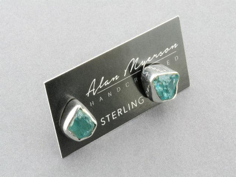 Silver Druzy Stud with Apatite