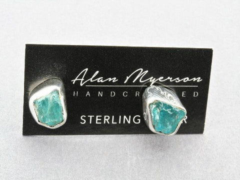Silver Druzy Stud with Apatite