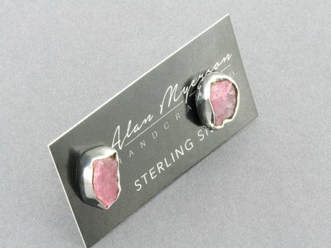 Silver Druzy Stud with Ruby