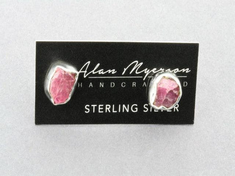 Silver Druzy Stud with Ruby
